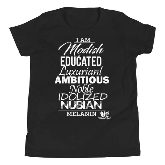 I AM MELANIN White Lettering Youth Short Sleeve T-Shirt MeticulouZ StyleZ