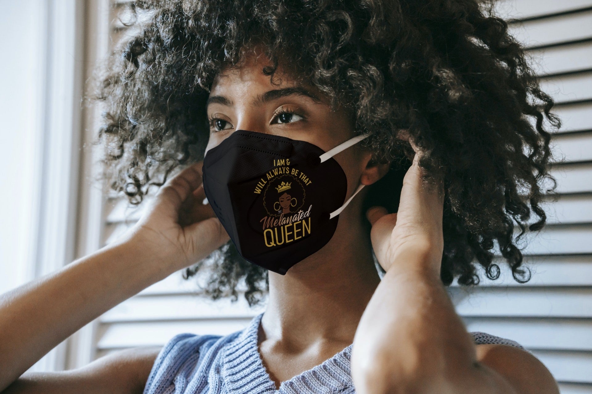 Melanated Queen Face Mask Printify
