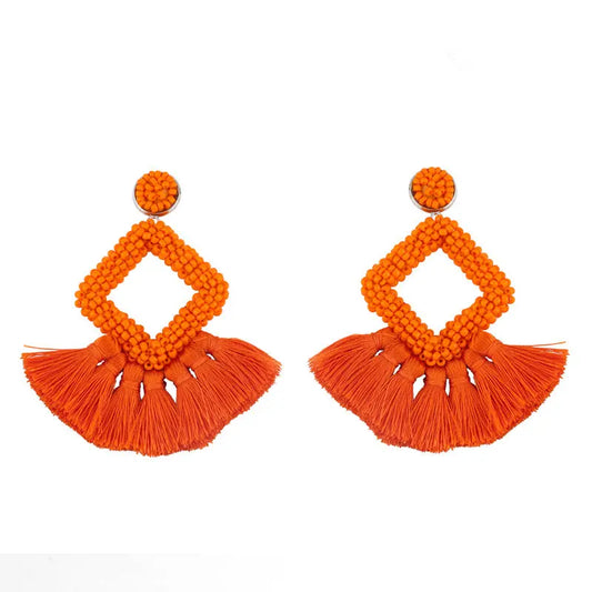 Tangerine Beaded Earrings MeticulouZ StyleZ